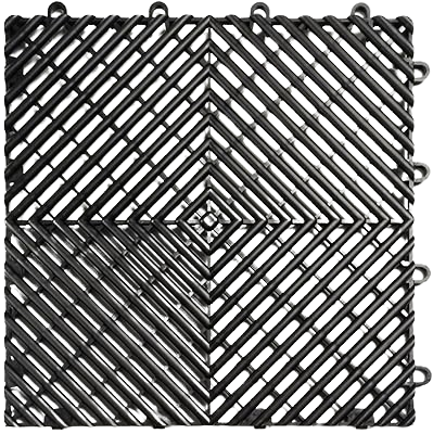Black interlocking garage floor tile