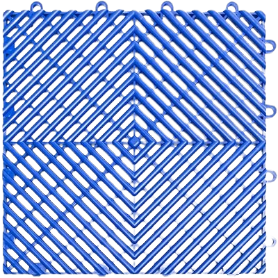 Blue interlocking garage floor tile