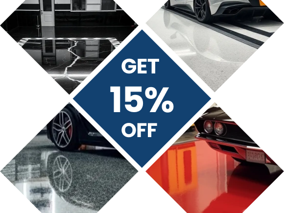 epoxy garage flooring sale banner with multiple color options
