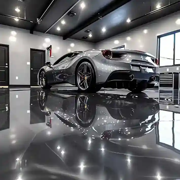 Premium-metallic-epoxy-garage-flooring-showcasing-a-deep-grey-seamless-finish
